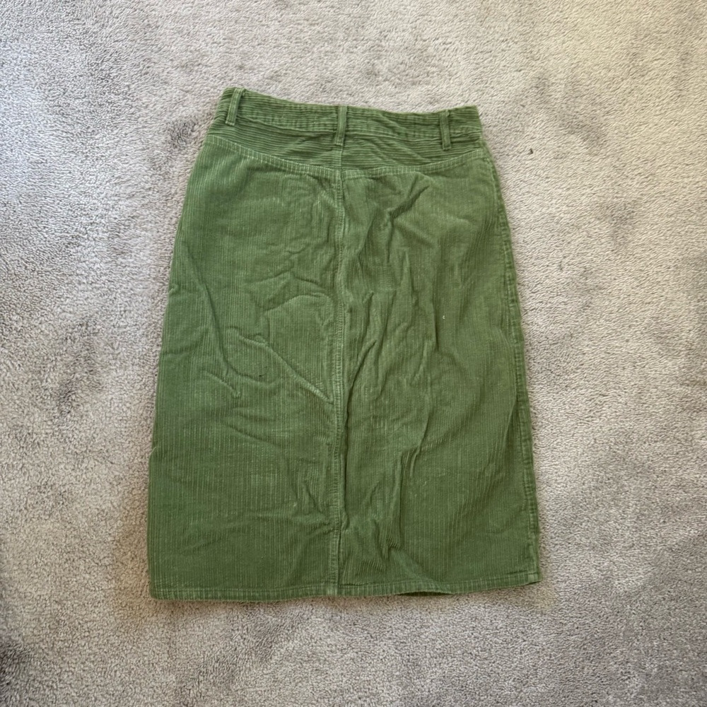 Anthropologie Green Corduroy Button-Front Midi Skirt - Picture 7 of 7